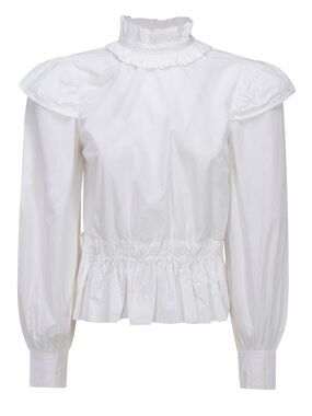 GANNI Cotton Poplin Cropped Blouse NWT